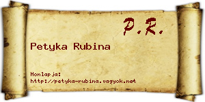 Petyka Rubina névjegykártya